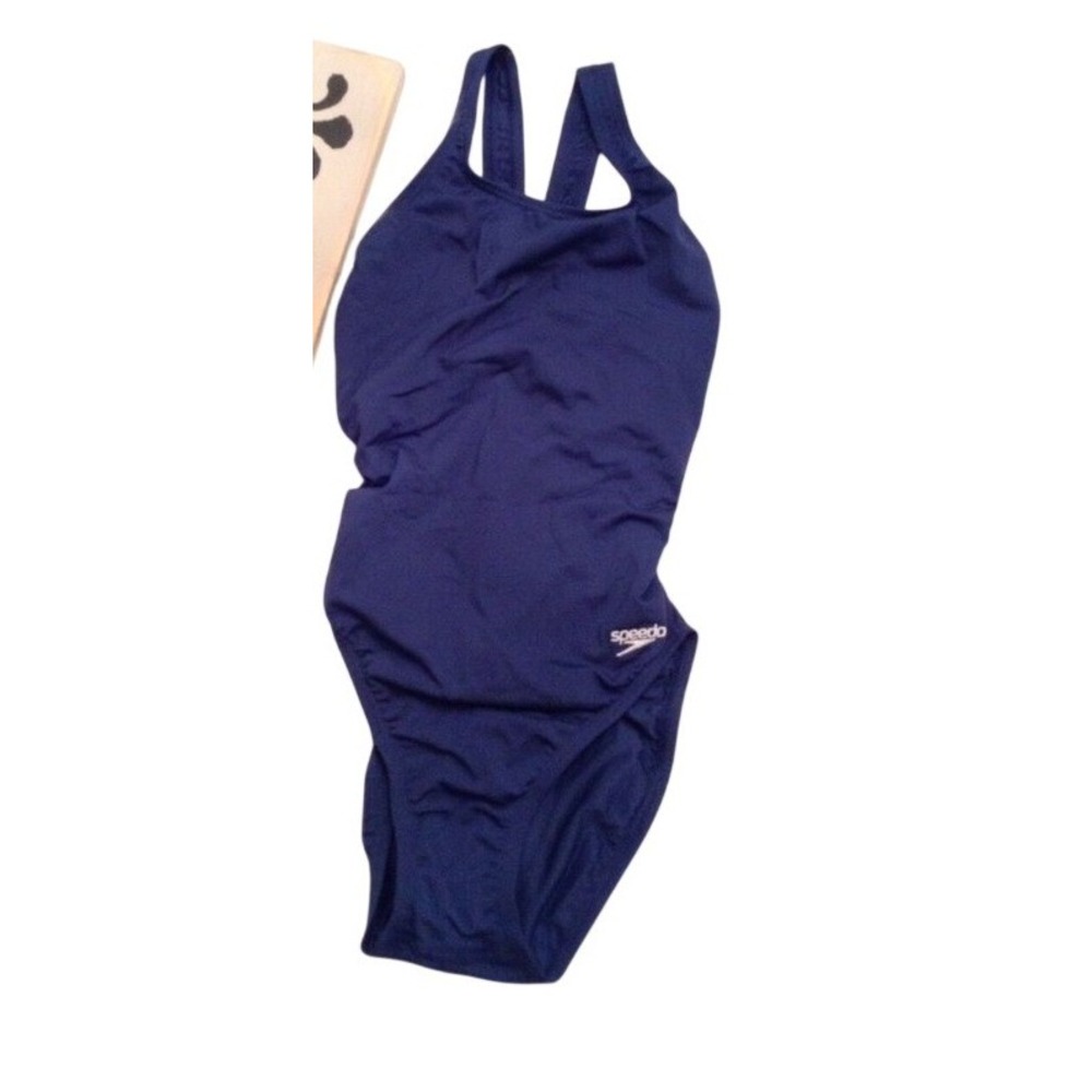 Speedo Performance Navy Blue One Piece Swimsuit Racerback Training Swimwear 6/32